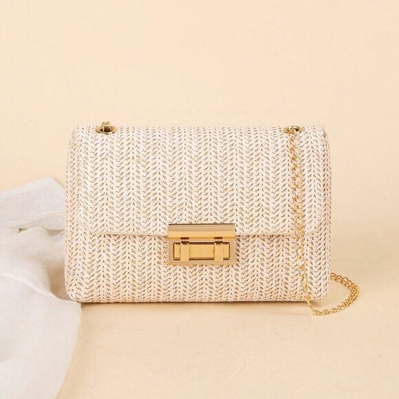 Beige Casual Women's Shoulder Bag With Chain - Picture 2 of 5